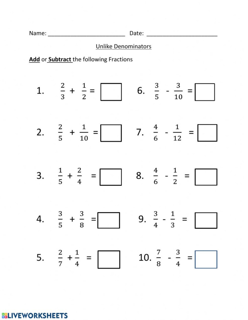 Live Worksheets Maths Fractions Thekidsworksheet