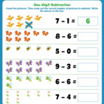 One Digit Subtraction First Grade Math Worksheets Subtraction