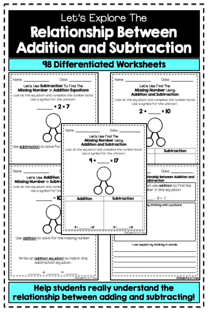 Relationship Between Addition And Subtraction 98 Differentiated 