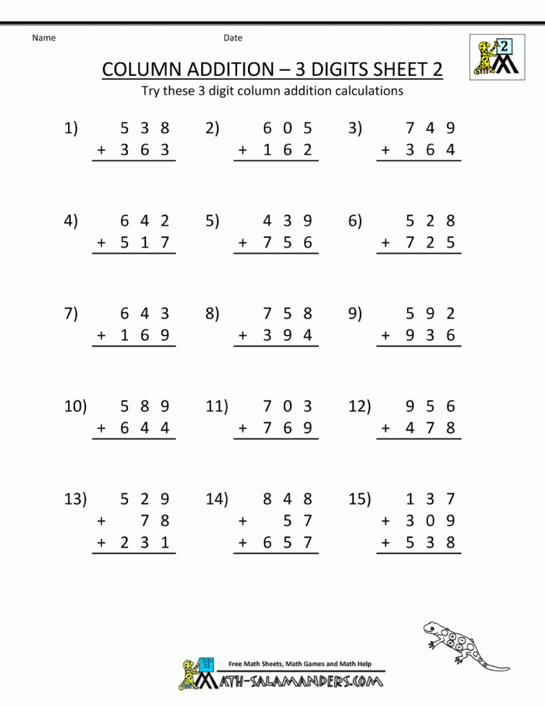 Second Grade Addition Worksheets