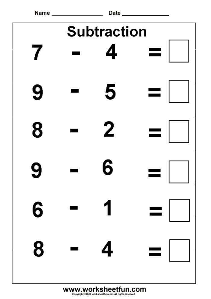 Simple Subtraction Worksheets 1 Kindergarten Math Worksheets Free 