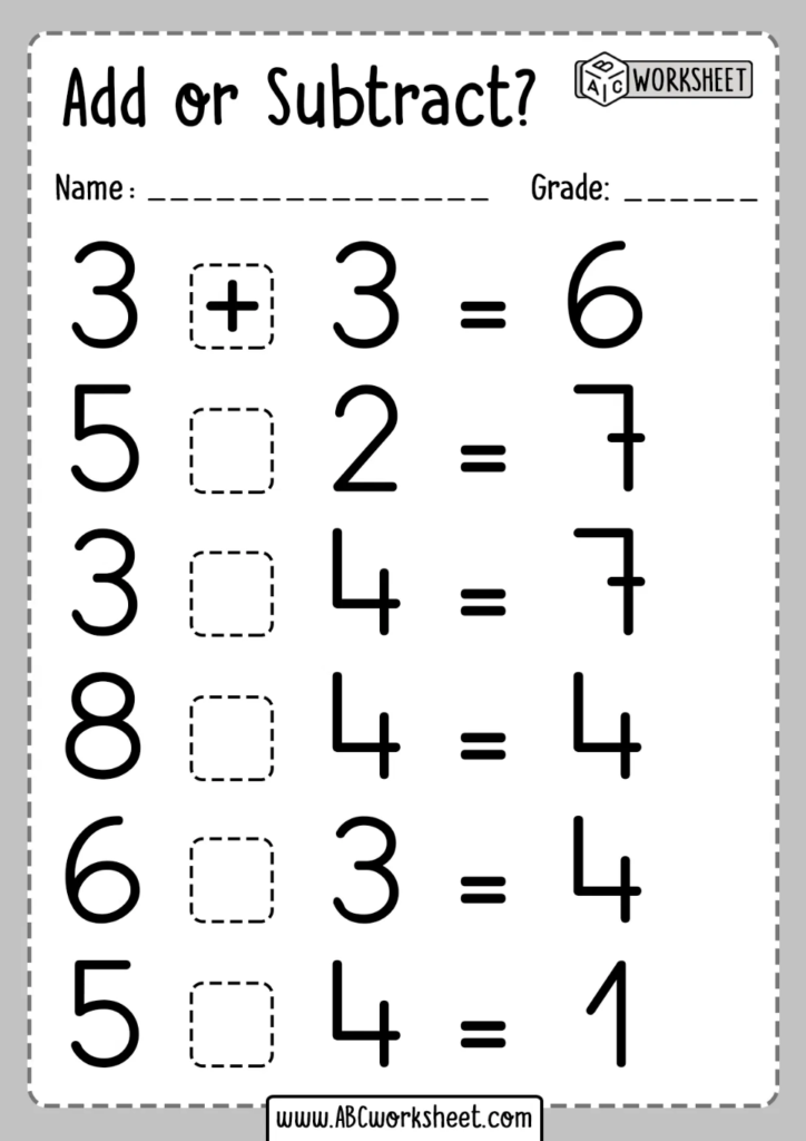 Single Digit Addition And Subtraction Worksheet Addition And