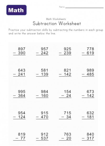 Subtraction Regrouping With Zeros Worksheet