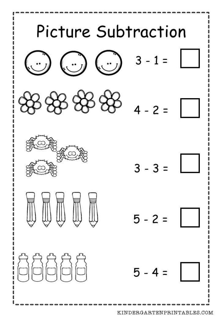 Subtraction Worksheets For Kids Basic Picture Subtraction Worksheet