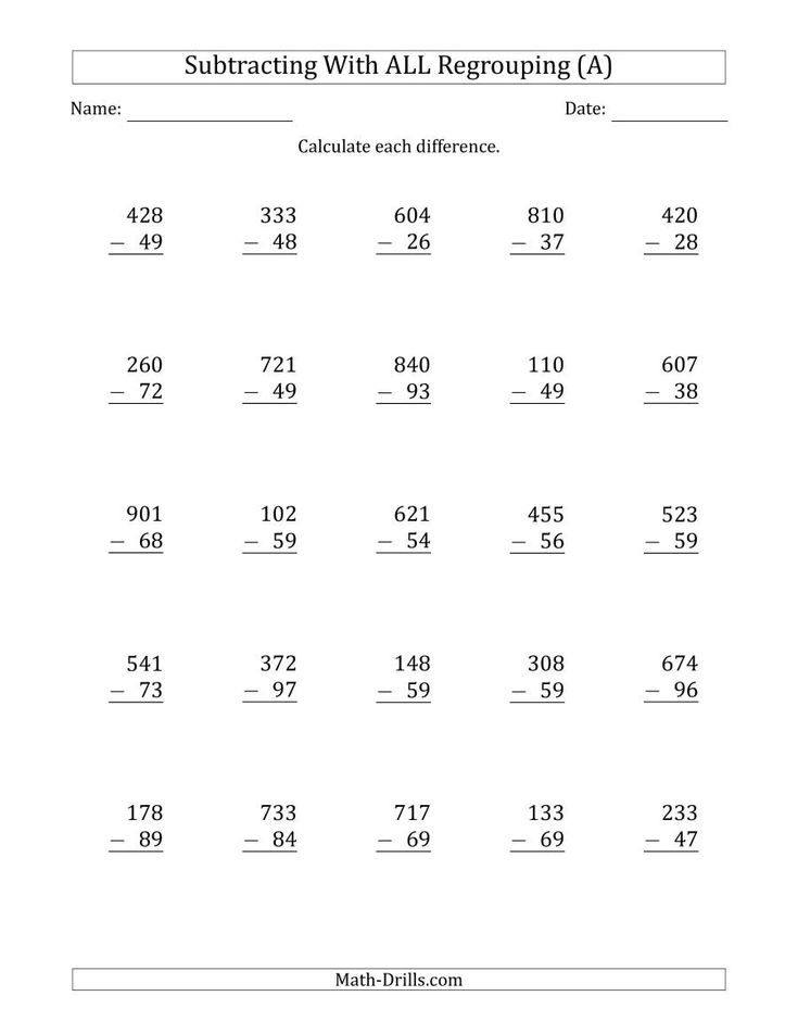 The Subtracting 2 Digit Numbers With All Regrouping All Math Worksh 