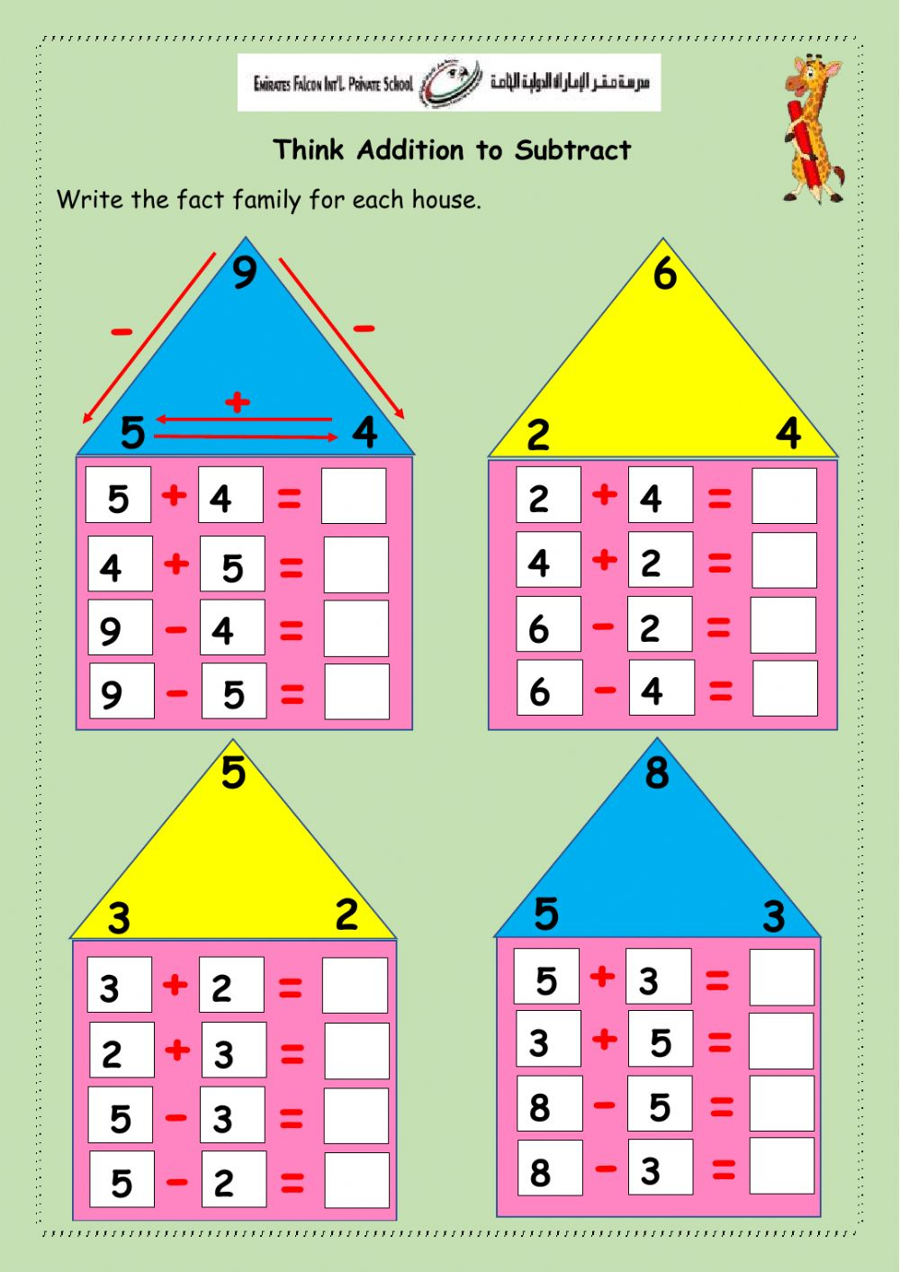 Think Addition To Subtract Activity