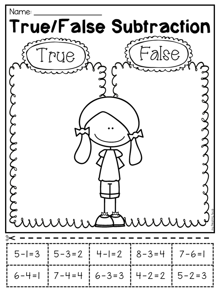 True Or False Subtraction Worksheet For Kindergarten This Packet Is Ja 