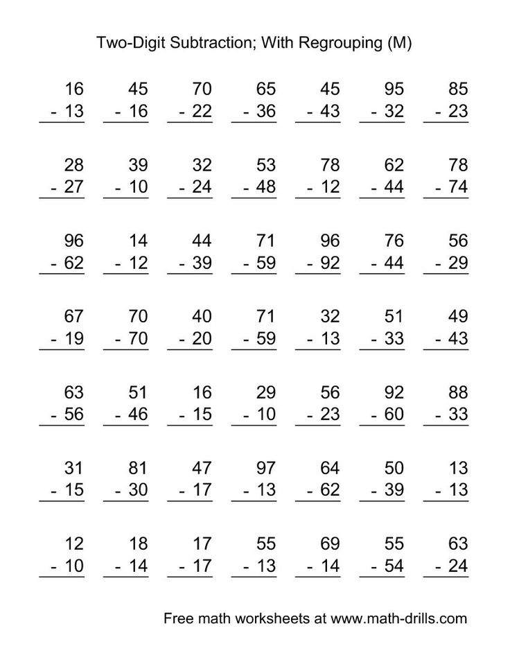 Two Digit Subtraction Worksheet Two Digit Subtraction With Some 