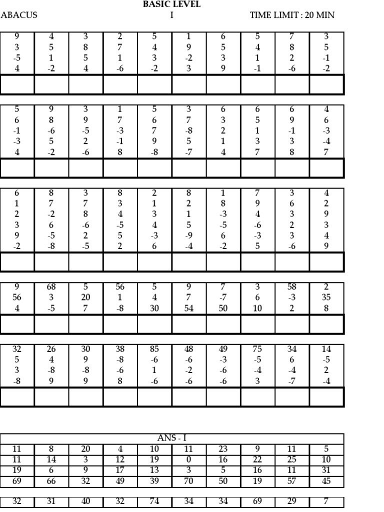 UCMAS Basic Abacus Math Math Workbook Math Worksheets