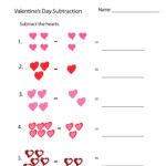 Valentine Subtraction 1st Grade Math Worksheets Coloring Sheets