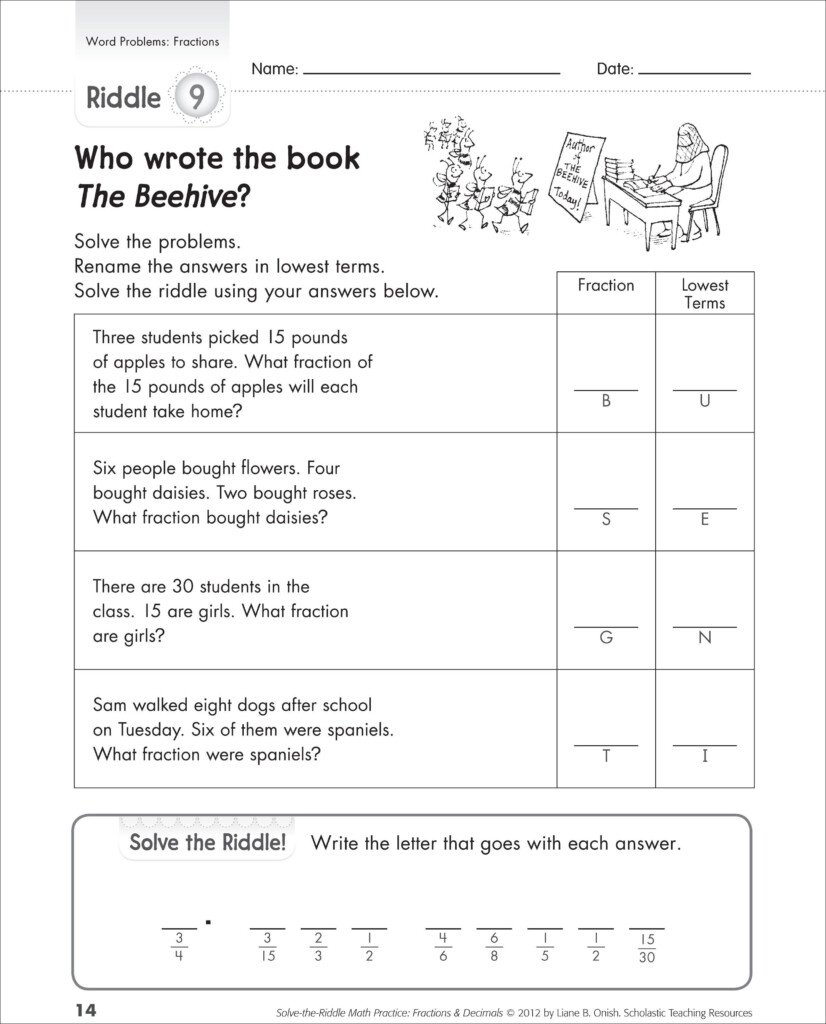 Word Problems Free Printable Fraction Word Problem Worksheets Forms