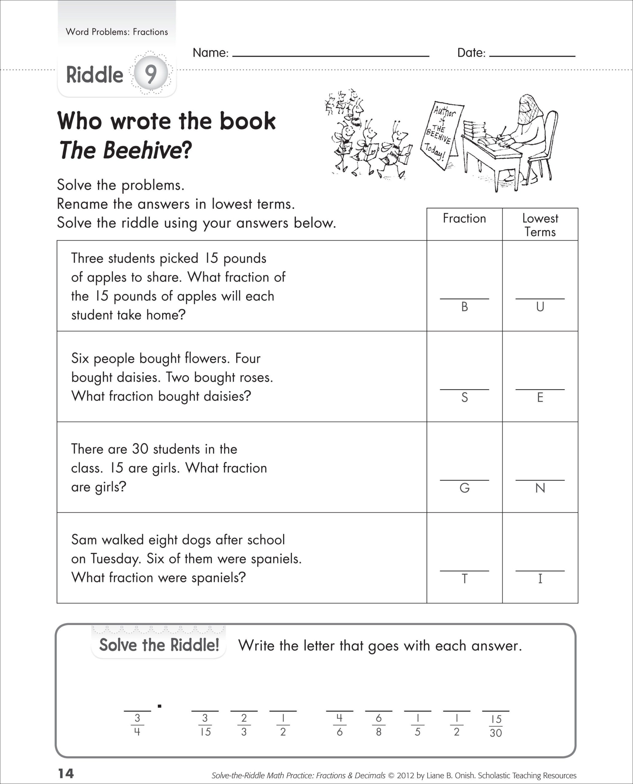 Word Problems Free Printable Fraction Word Problem Worksheets Forms 