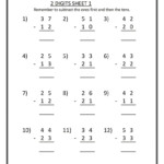 Worksheets For 1st Grade Simple Subtraction Coloring Sheets