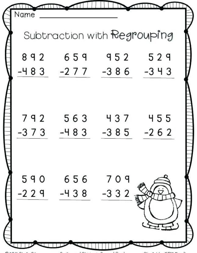  25 3 Digit Subtraction With Regrouping Worksheets 2nd Grade Account 