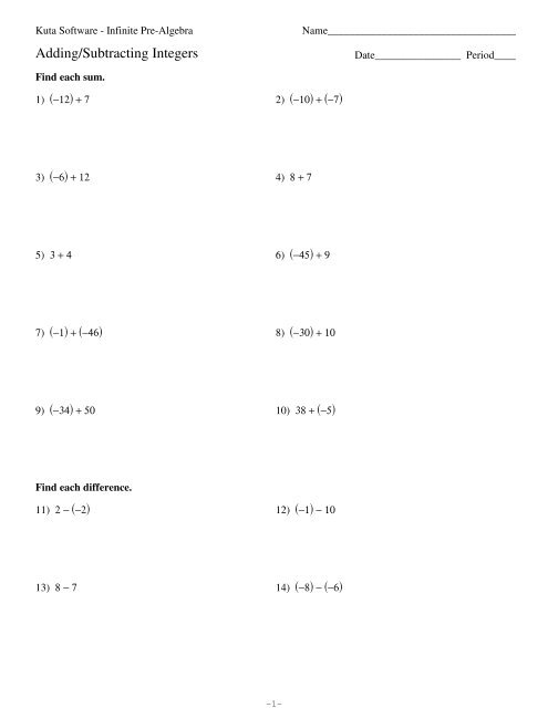 26 Subtracting Integers Worksheet Pdf Worksheet Information