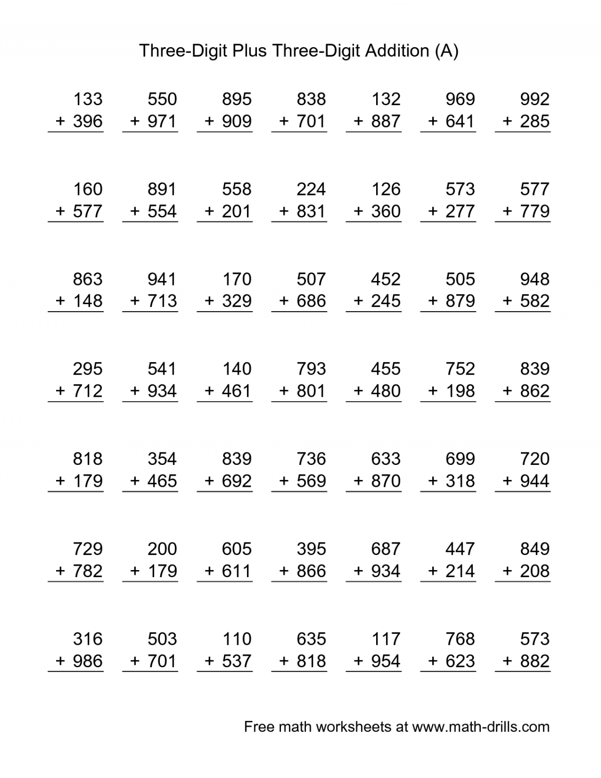 3 Digits Addition And Subtraction Worksheets Worksheet Hero