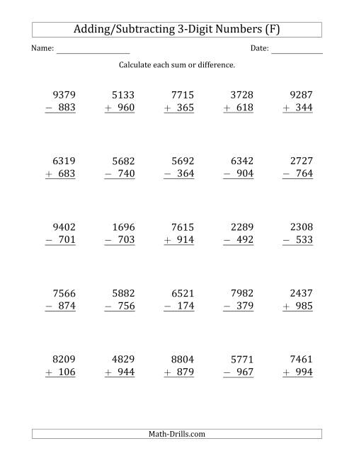 4 Digit Plus Minus 3 Digit Addition And Subtraction With SOME 