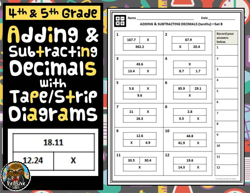 4th Grade Tape Strip Diagram Worksheets For Adding And Subtracting 