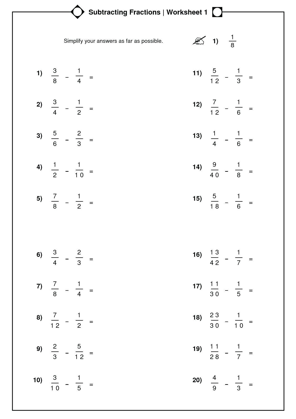 5 Free Math Worksheets Third Grade 3 Subtraction Subtract Borrow Across 