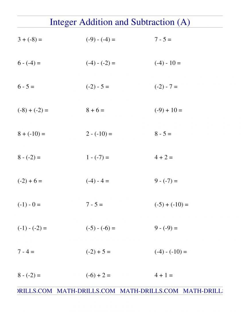 6Th Grade Integers Worksheets Db excel