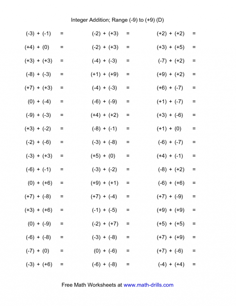 7th Grade Subtracting Integers Worksheet Worksheets Free Download