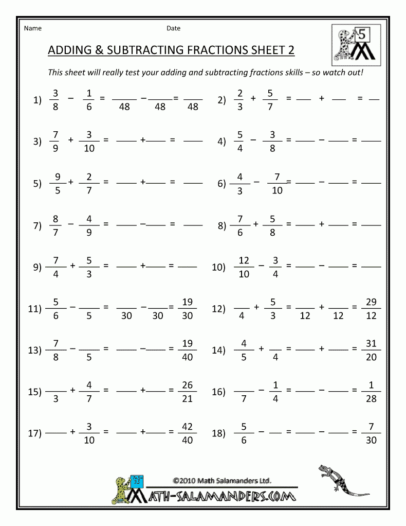 Add Subtract Multiply Divide Fractions Worksheet Worksheets Free Download