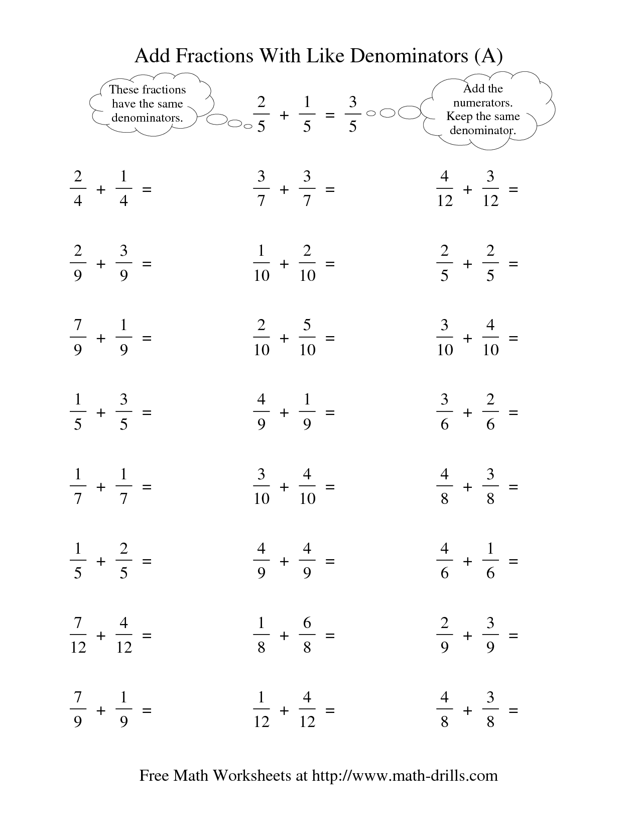 Add Subtract Multiply Divide Fractions Worksheet Pdf Subtraction