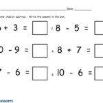 Add Subtract Single Digit Worksheet