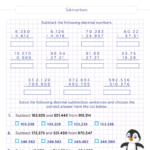 Adding And Subtracting Decimals Worksheets PDF For 6th Grade Math