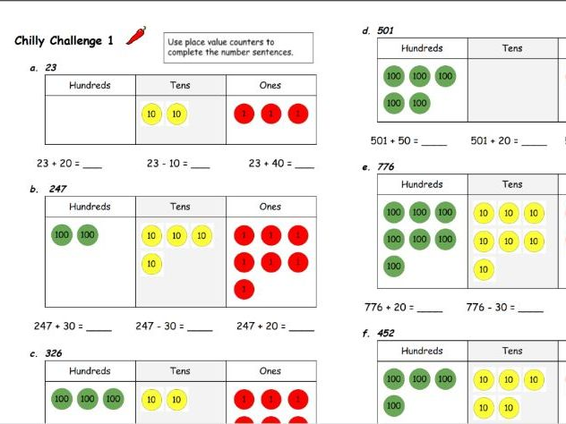 Adding And Subtracting Multiples Of Ten To A 3 digit Number Using 