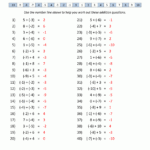 Adding And Subtracting Positive And Negative Numbers Worksheet Answers