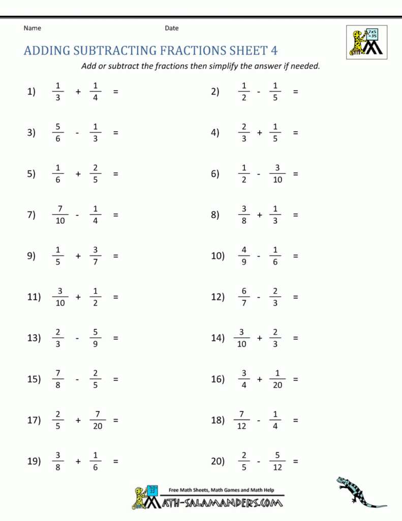 Adding And Subtracting Proper Fractions Worksheets Worksheets Free 