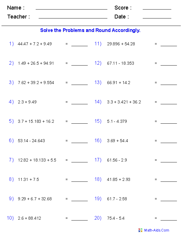 Adding And Subtracting Scientific Notation Worksheet With Answer Key 