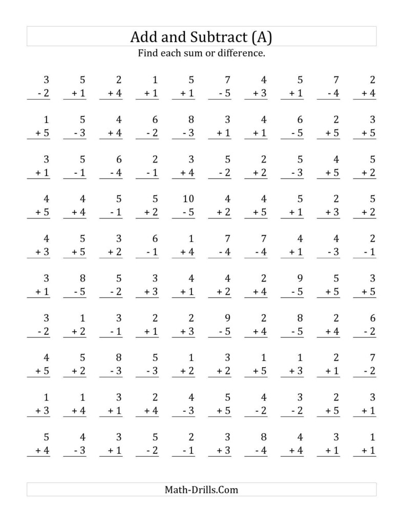 Adding And Subtracting With Facts From 1 To 5 A Mixed Operations 