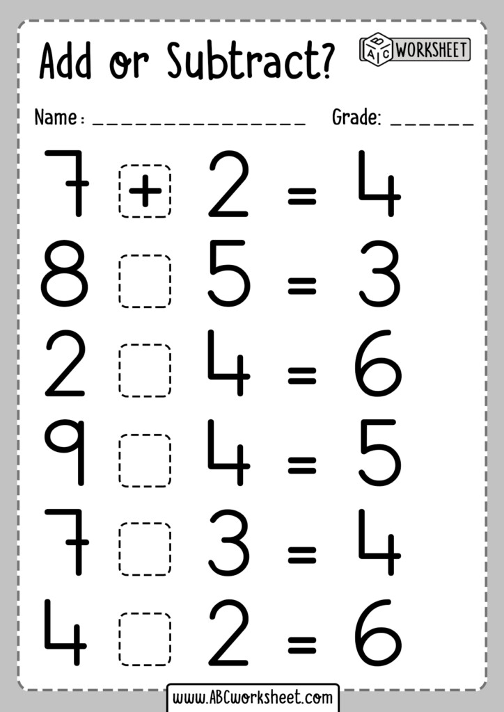 Adding Or Subtracting Math Worksheets