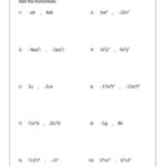 Adding Two Monomials Multivariable Word Problem Worksheets Algebra