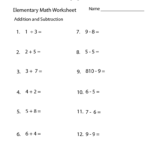 Addition And Subtraction Elementary Math Worksheet Worksheets Worksheets