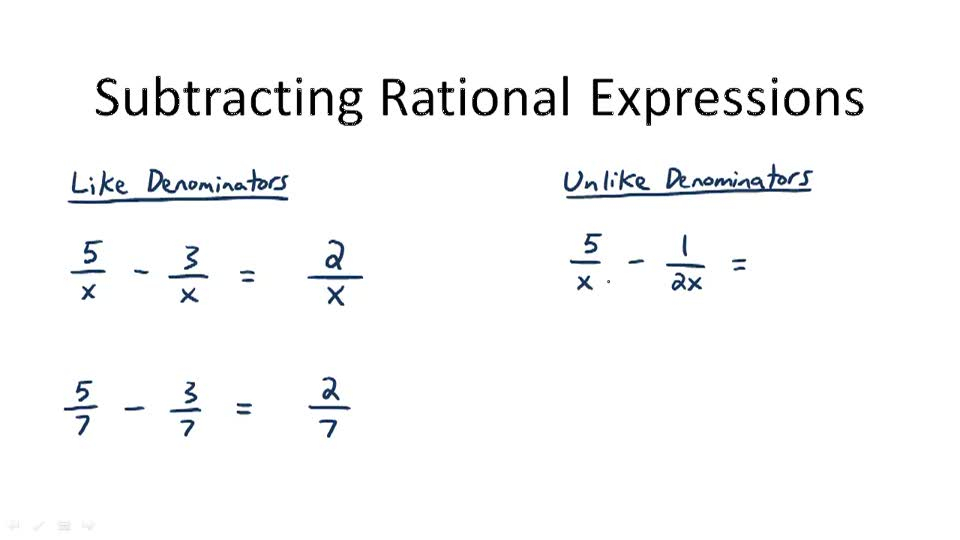 Addition And Subtraction Of Rational Algebraic Expressions Worksheet Subtraction Worksheets