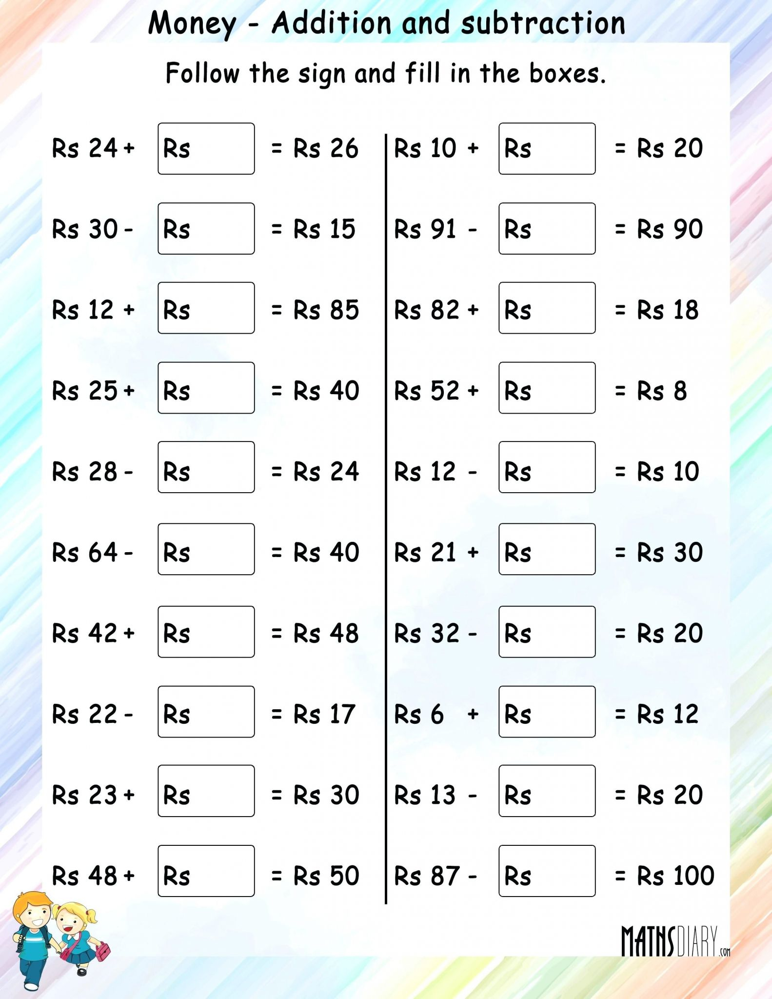 Addition And Subtraction Worksheets For Grade 1