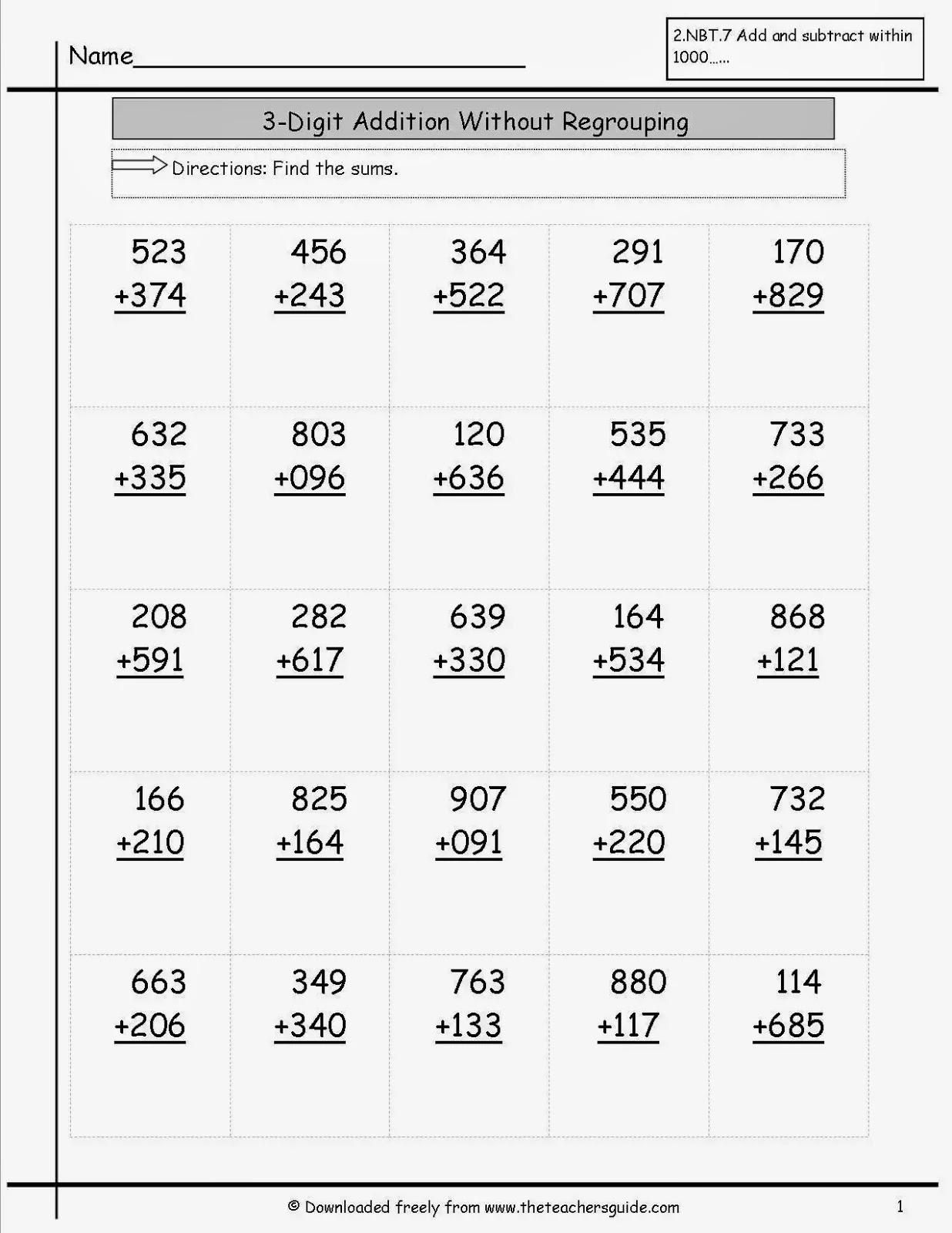 Addition With Regrouping Worksheets Math Aids Addition And 