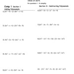 Algebra 1 10 1 Worksheet Adding And Subtracting Polynomials Answers Key