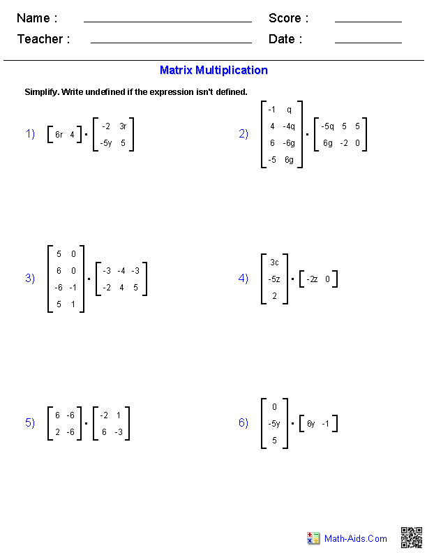 Algebra 2 Worksheets Matrices Worksheets Matrices Math Word 