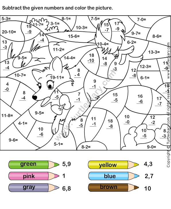 Color Subtraction Worksheet1 Math Coloring Color Worksheets Math 