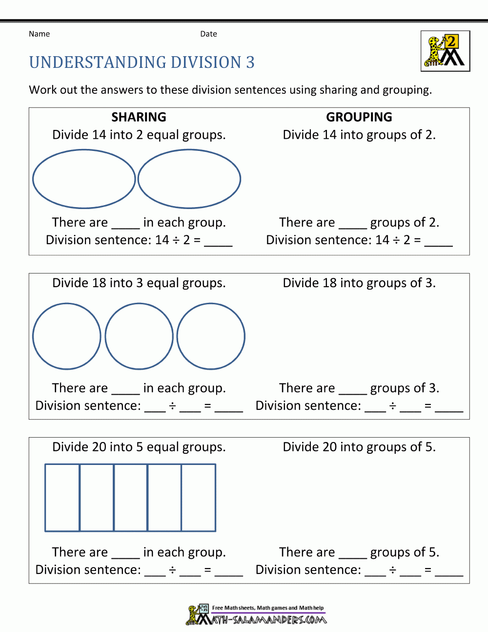 Division As Repeated Subtraction Worksheets For Grade 2 Step By Step 