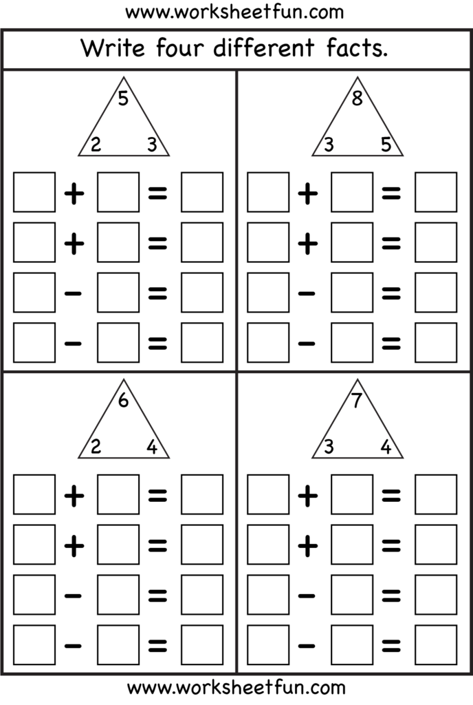 Fact Family Complete Each Fact Family 4 Worksheets Fact Family 