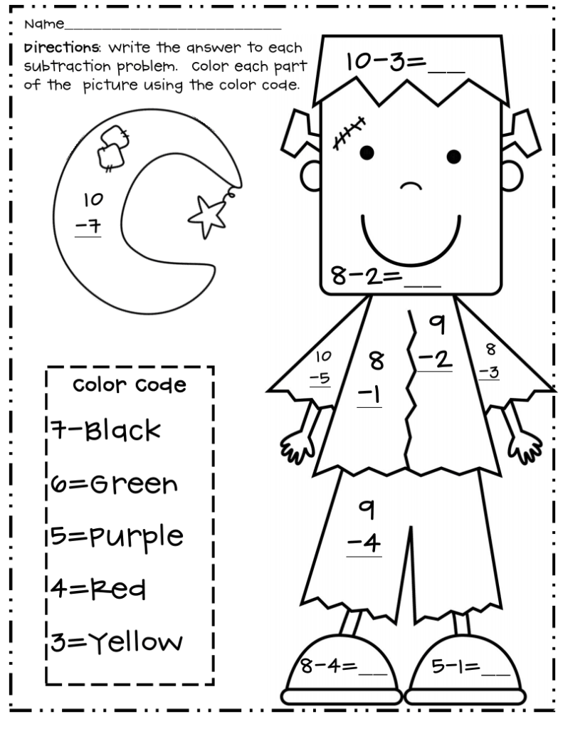 Halloween Subtraction Color By Number Frank pdf Google Drive 