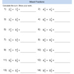 Improper Fractions Subtraction Worksheet