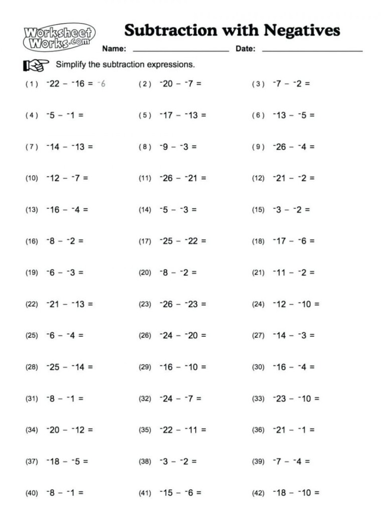 Integers Addition And Subtraction Worksheets Worksheet Hero