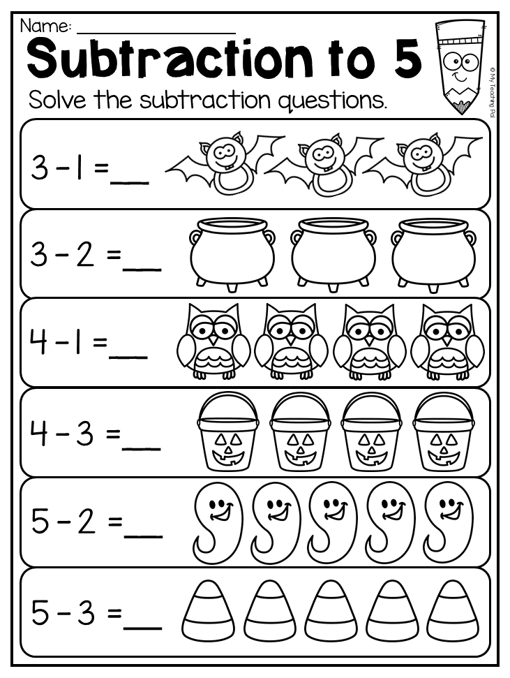 Kindergarten Halloween Worksheet Pack Kindergarten Subtraction