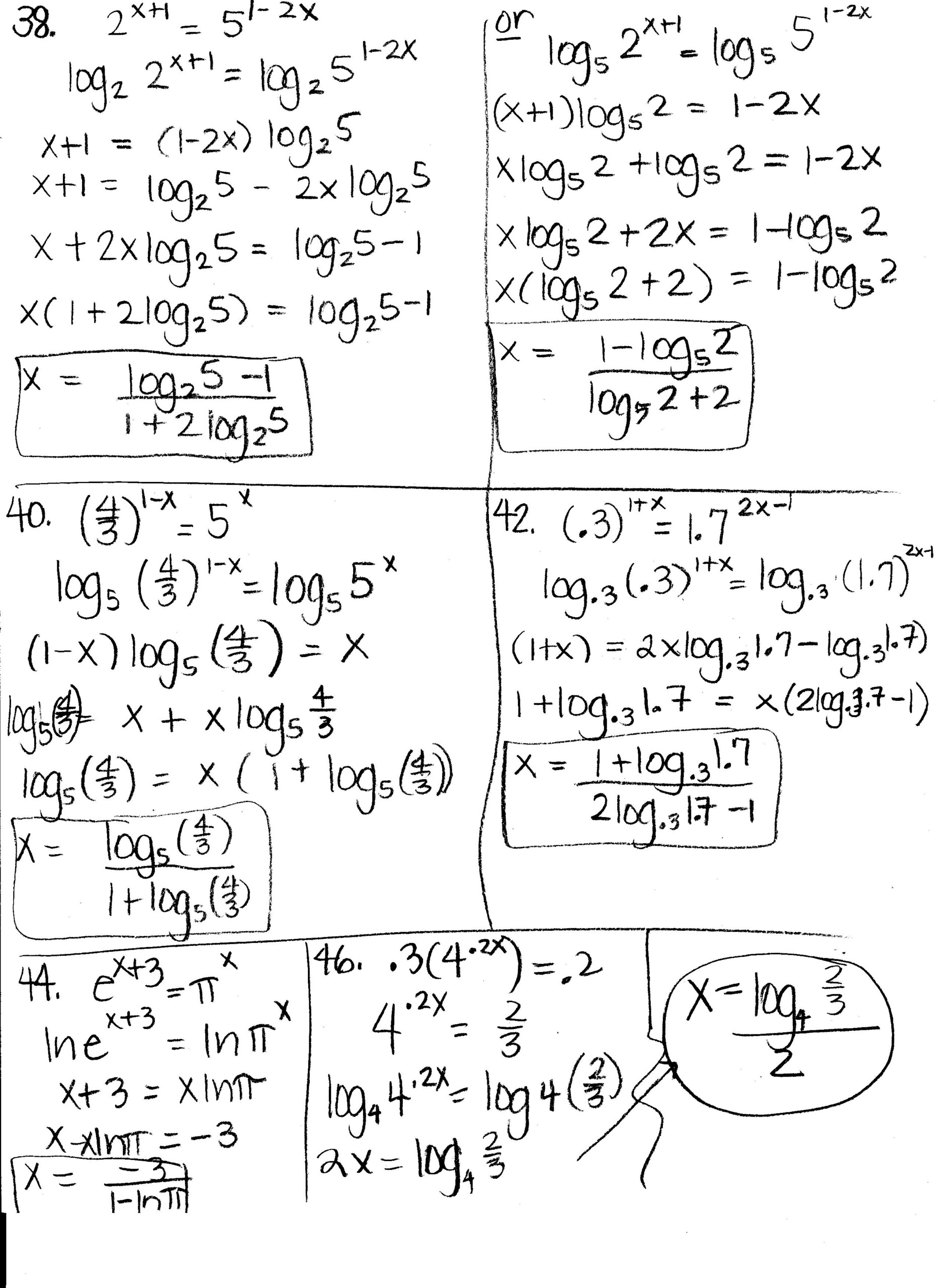 Logarithmic Equations Worksheet Free Worksheet